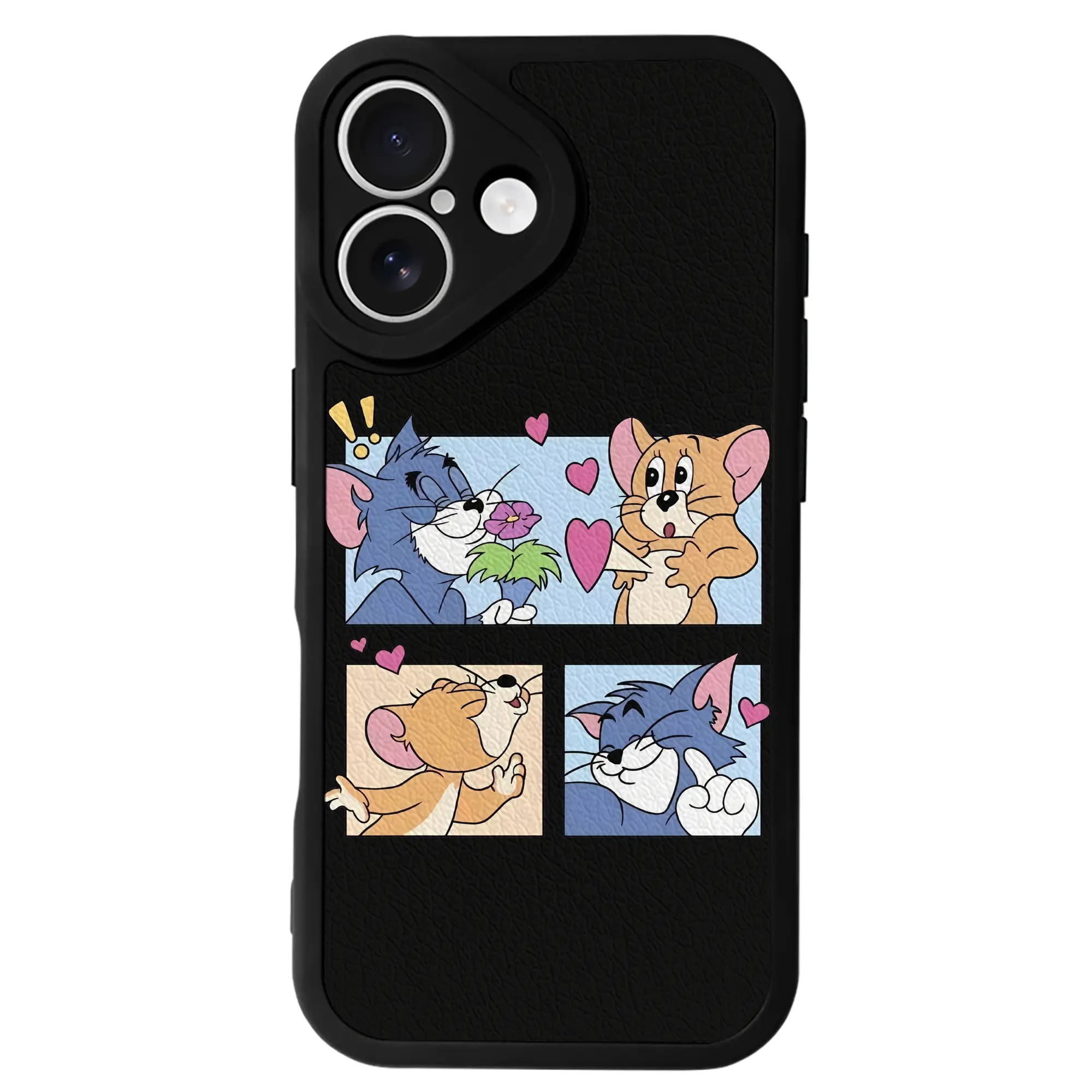 トムとジェリー グッズ ジェリー - IPhone 16シリーズ対応 ・ シリコンスマホケース ・ レザー調 ・ 高精度フィット ・ 耐衝撃 ・ ワイヤレス充電対応 ・ 精密カット